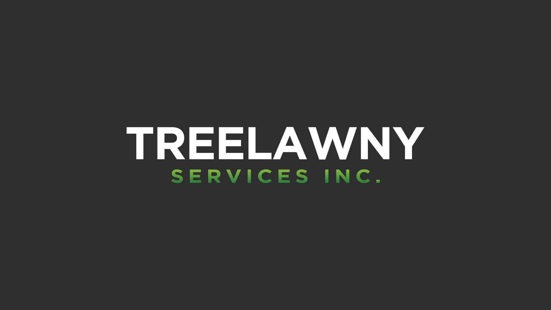 The image displays the logo "TREELAWNY SERVICES INC." in white, capitalized letters, centered on a dark grey background, suggesting a professional company brand.